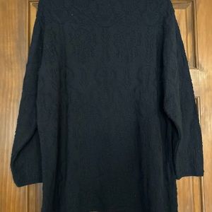 Donnkenny Black Pullover Sweater With DesignsWomen Petite Large (1104a)